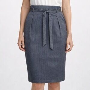 NWT Max Studio straight skirt black pinstriped belted pull on Womens Sz XL $78